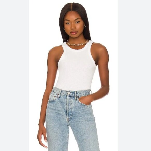 Agolde Bailey Scoop Armhole Tank Powder White size XS‎ - Picture 1 of 6